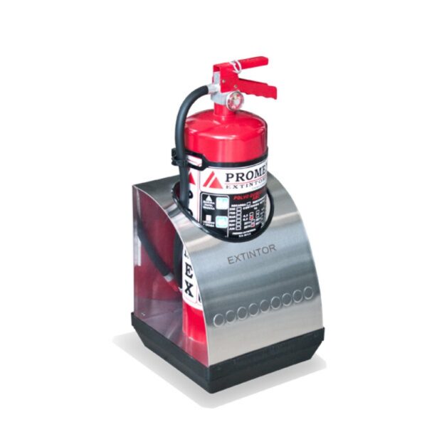 PORTAEXTINTOR TRIANGULAR DE ACERO INOXIDABLE