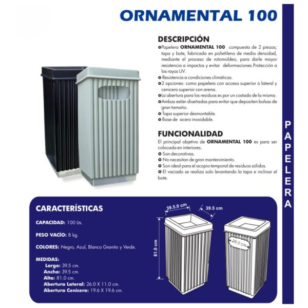 Papelera ORNAMENTAL 100