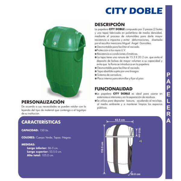 PAPELERA CITY DOBLE