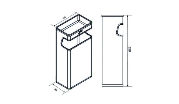 BASURERO RECTANGULAR INOXIDABLE