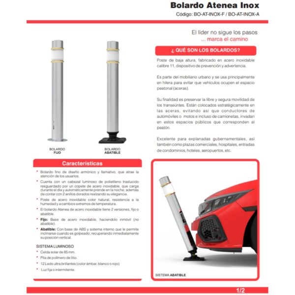 Bolardo ATENEA ACERO INOXIDABLE CON LUZ
